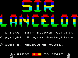 Sir Lancelot (ZX Spectrum) screenshot: Title screen
