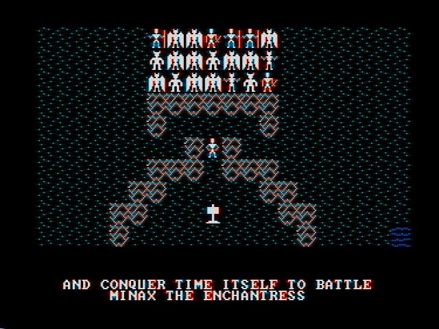 Ultima II: The Revenge of the Enchantress... (DOS) screenshot: Example of a rather hard fight to win. (CGA with composite monitor)
