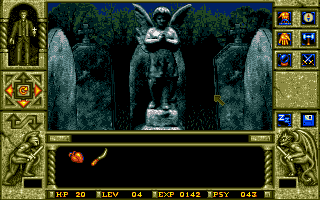 WaxWorks (Amiga) screenshot: Statue of an angel. What a creepy place...