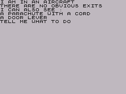 Espionage Island (ZX Spectrum) screenshot: You begin in the game in your aircraft