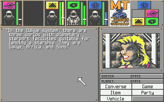 MegaTraveller 1: The Zhodani Conspiracy (Atari ST) screenshot: Thanks for the tip