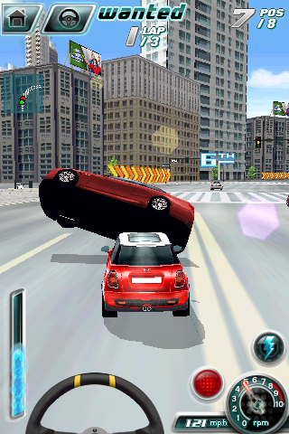 Asphalt 4: Elite Racing (iPhone) screenshot: Big accident