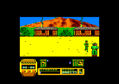 Butcher Hill (Amstrad CPC) screenshot: That soldier is doing a runner