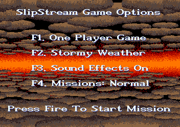 Slip Stream (Amiga) screenshot: Options