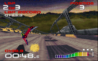 WipEout (DOS) screenshot: Taking out an opponent