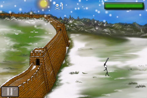 StickWars (iPhone) screenshot: A lonely invader