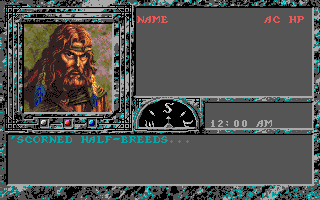 The Dark Queen of Krynn (Amiga) screenshot: Rolling demo - Scorned half-breeds...