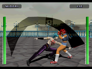 Evil Zone (PlayStation) screenshot: Midori vs. Linedwell