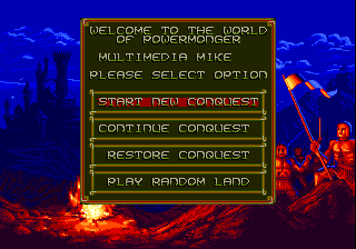 PowerMonger (SEGA CD) screenshot: Main menu