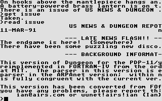 Zork (Atari ST) screenshot: Version history