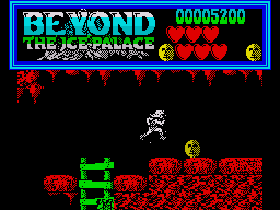 Beyond the Ice Palace (ZX Spectrum) screenshot: These faces give you an extra life when collected