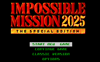 Impossible Mission 2025 (Amiga) screenshot: Title screen