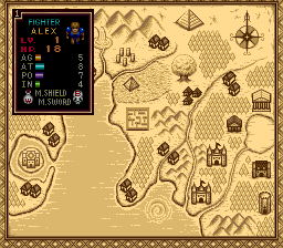 Dungeon Explorer II (TurboGrafx CD) screenshot: Choosing your character class, each with their different stats.