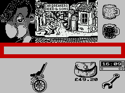 Sidewalk (ZX Spectrum) screenshot: Slumping