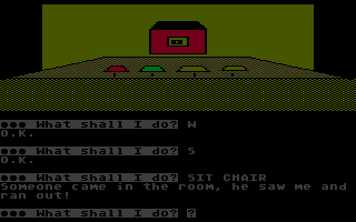 Scott Adams' Graphic Adventure #3: Secret Mission (Atari 8-bit) screenshot: Some infernal machine