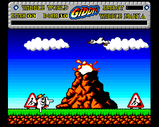 Wibble World Giddy: Wibble Mania! (Amiga) screenshot: Volcano