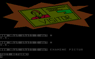 Scott Adams' Graphic Adventure #3: Secret Mission (Atari 8-bit) screenshot: How nice I look