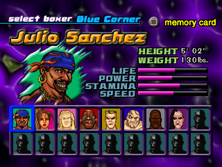 Contender 2 (PlayStation) screenshot: Character selection screen. As you can see, there's quite a few fighters to unlock.