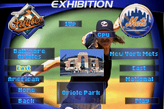 High Heat Major League Baseball 2002 (Game Boy Advance) screenshot: Exhibition settings