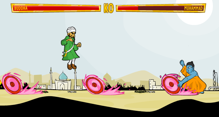 Faith Fighter (Windows) screenshot: The further the distance between the characters, the larger the view