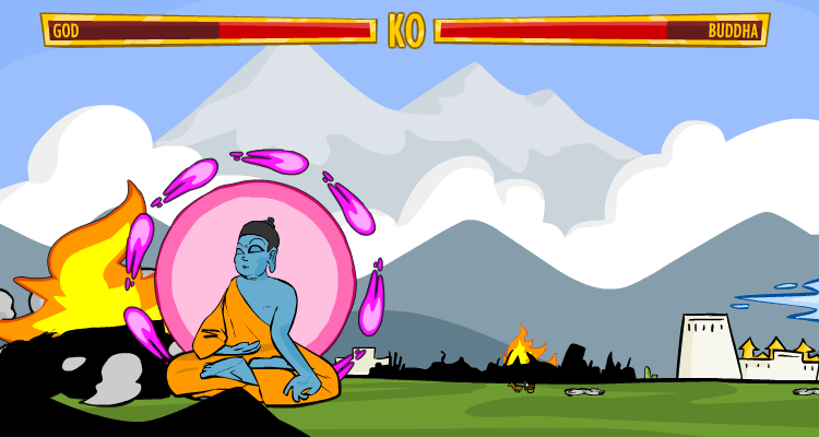 Faith Fighter (Windows) screenshot: One of Buddha's special moves