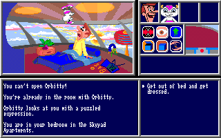The Jetsons: George Jetson and the Legend of Robotopia (Amiga) screenshot: George is late for work, as usual.