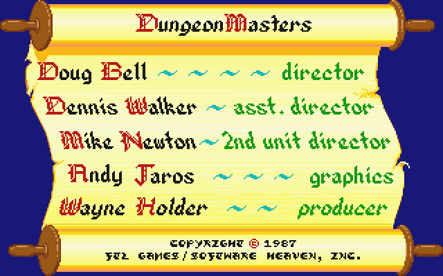 Dungeon Master (Atari ST) screenshot: Credits screen
