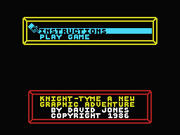 Knight Tyme (MSX) screenshot: Start menu