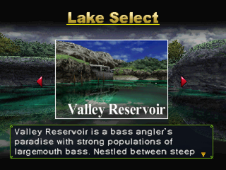 Championship Bass (PlayStation) screenshot: Lake select