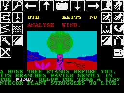 Kobyashi Naru (ZX Spectrum) screenshot: Analysing the tree