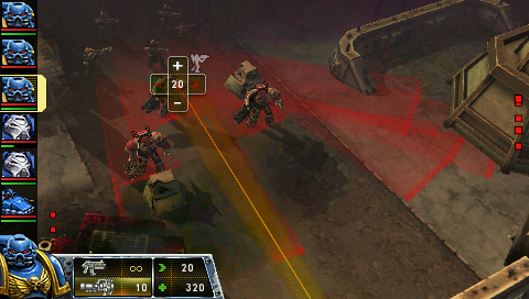 Warhammer 40,000: Squad Command (PSP) screenshot: How to use a bazooka - step 1