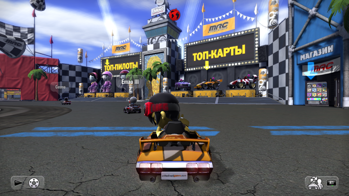 ModNation Racers (PlayStation 3) screenshot: ModSpot - top pilots, top karts and the shop