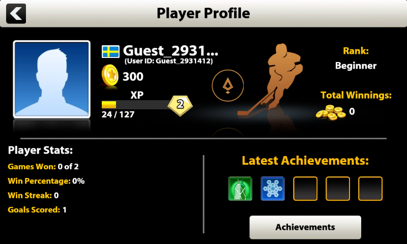 Hockey Stars (Android) screenshot: Player profile