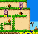 Bugs Bunny: Crazy Castle 3 (Game Boy Color) screenshot: Bugs take suggestions found on tiles very seriously.