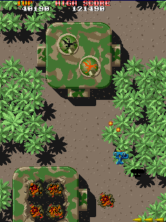 Sky Shark (Arcade) screenshot: Armed bunkers