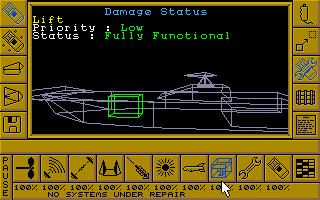 Carrier Command (Amiga) screenshot: The damage computer. Very easy to read even at a glance.