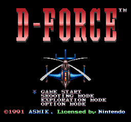 D-Force (SNES) screenshot: Title screen