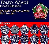 Harry Potter and the Sorcerer's Stone (Game Boy Color) screenshot: The Folio Magi screen.