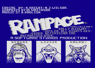 Rampage (Atari 8-bit) screenshot: Title screen