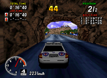 SEGA Rally Championship (SEGA Saturn) screenshot: Another tunnel - this time a small one