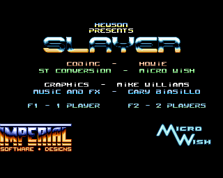 Slayer (Amiga) screenshot: Title screen