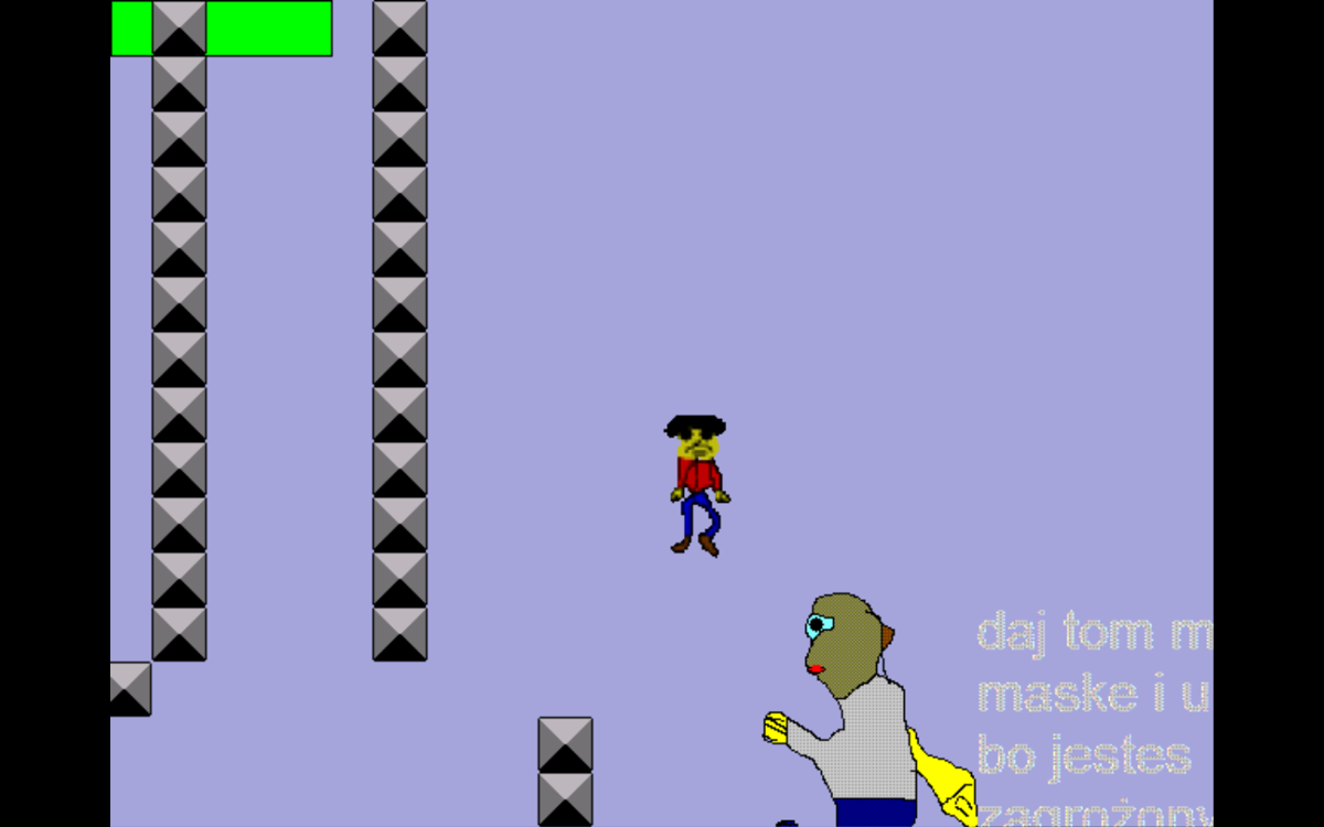 Seid (Windows) screenshot: To get to the final level you need to reach this weird thing (it's apparently supposed to be a sitting man.)