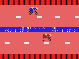 European Games (MSX) screenshot: The cyclists, AI player below