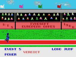 European Games (MSX) screenshot: Beginning the long jump