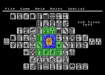 Shanghai (Atari 8-bit) screenshot: Slowly removing tiles...