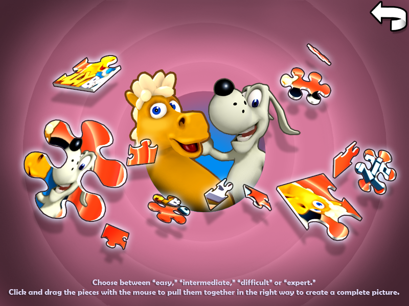 Willy & Boris: 10 Fun Games (Windows) screenshot: Jigsaw game - start screen
