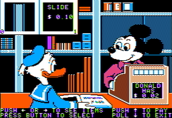 Donald Duck's Playground (Apple II) screenshot: Mickey's hardware store