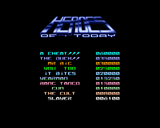 Slayer (Amiga) screenshot: The high score table.