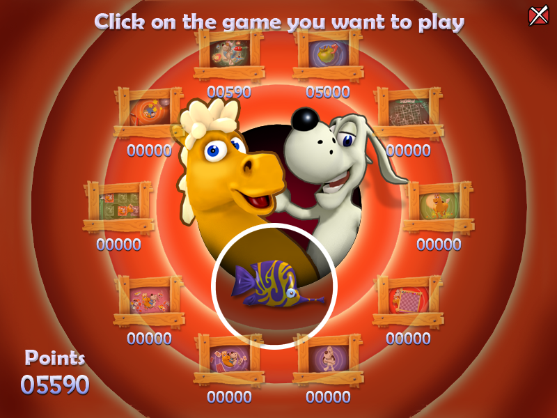 Willy & Boris: 10 Fun Games (Windows) screenshot: Main menu - now I have evolved into a fish