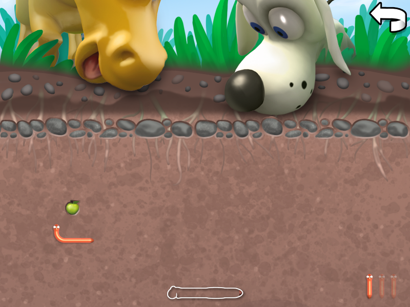 Willy & Boris: 10 Fun Games (Windows) screenshot: Worm game - eat that apple